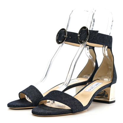 Jimmy Choo Denim Jaimie Ankle Strap Sandals 40 Indigo 3 of 9