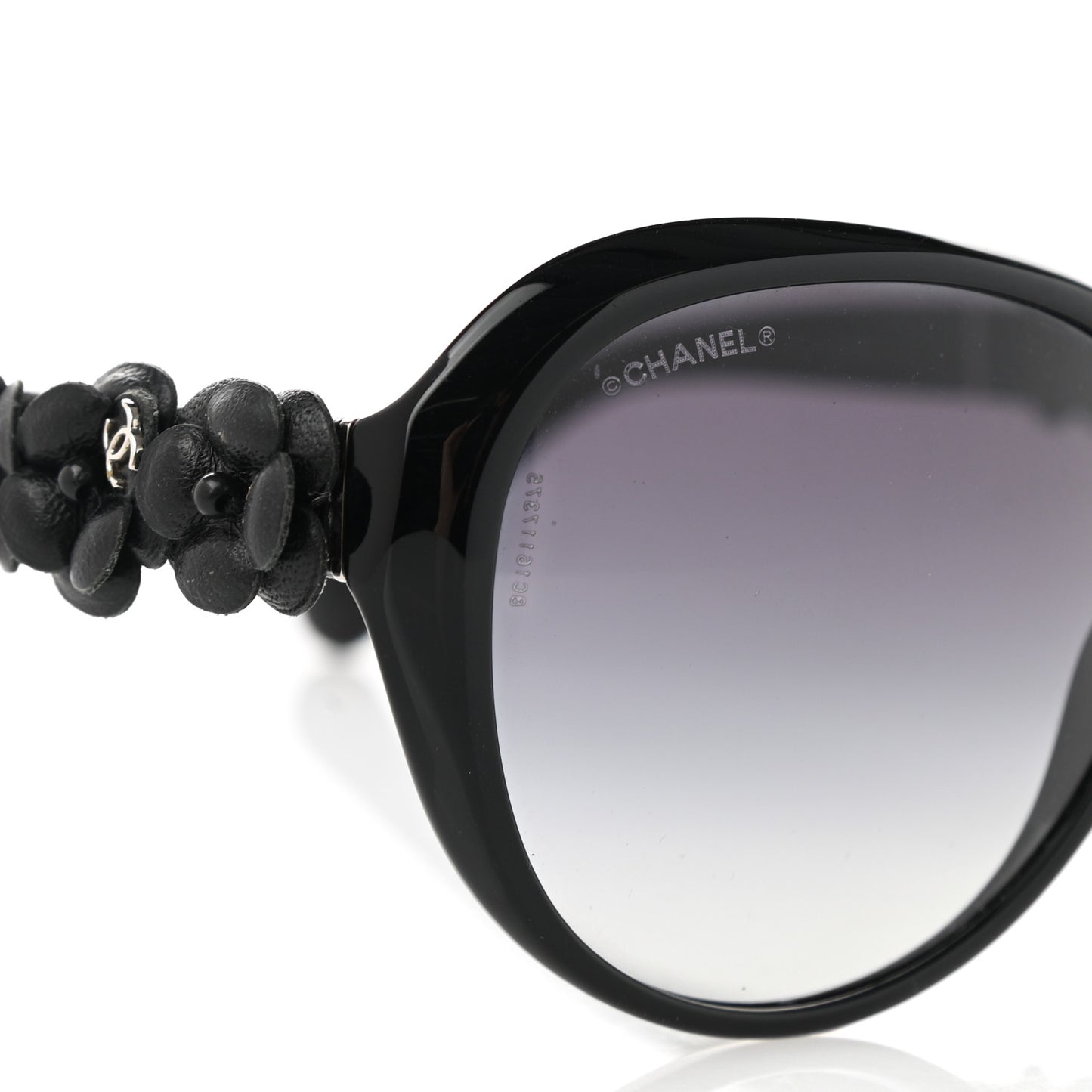 Acetate Lambskin Camellia CC Sunglasses 5316-Q Black