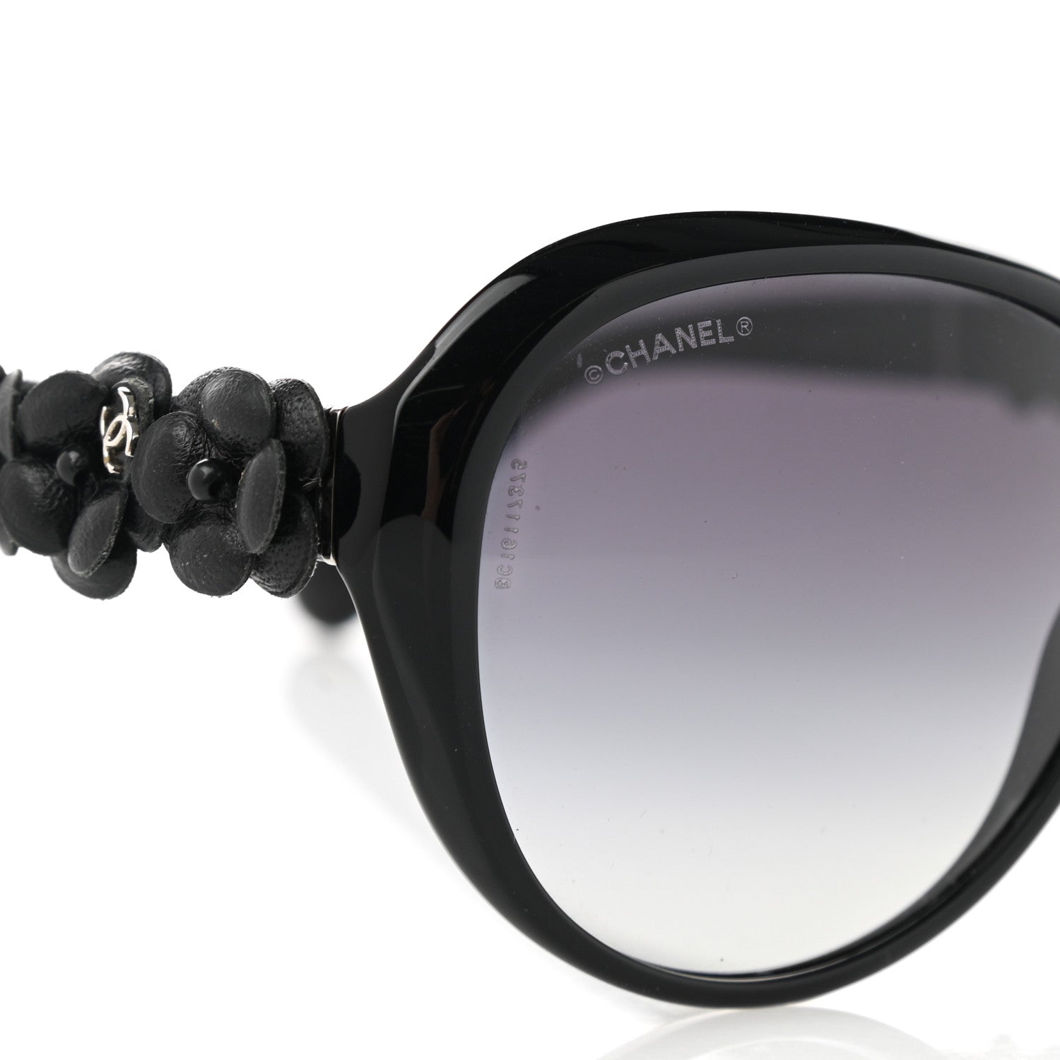 Chanel Acetate Lambskin Camellia CC Sunglasses 5316-Q Black 8 of 9