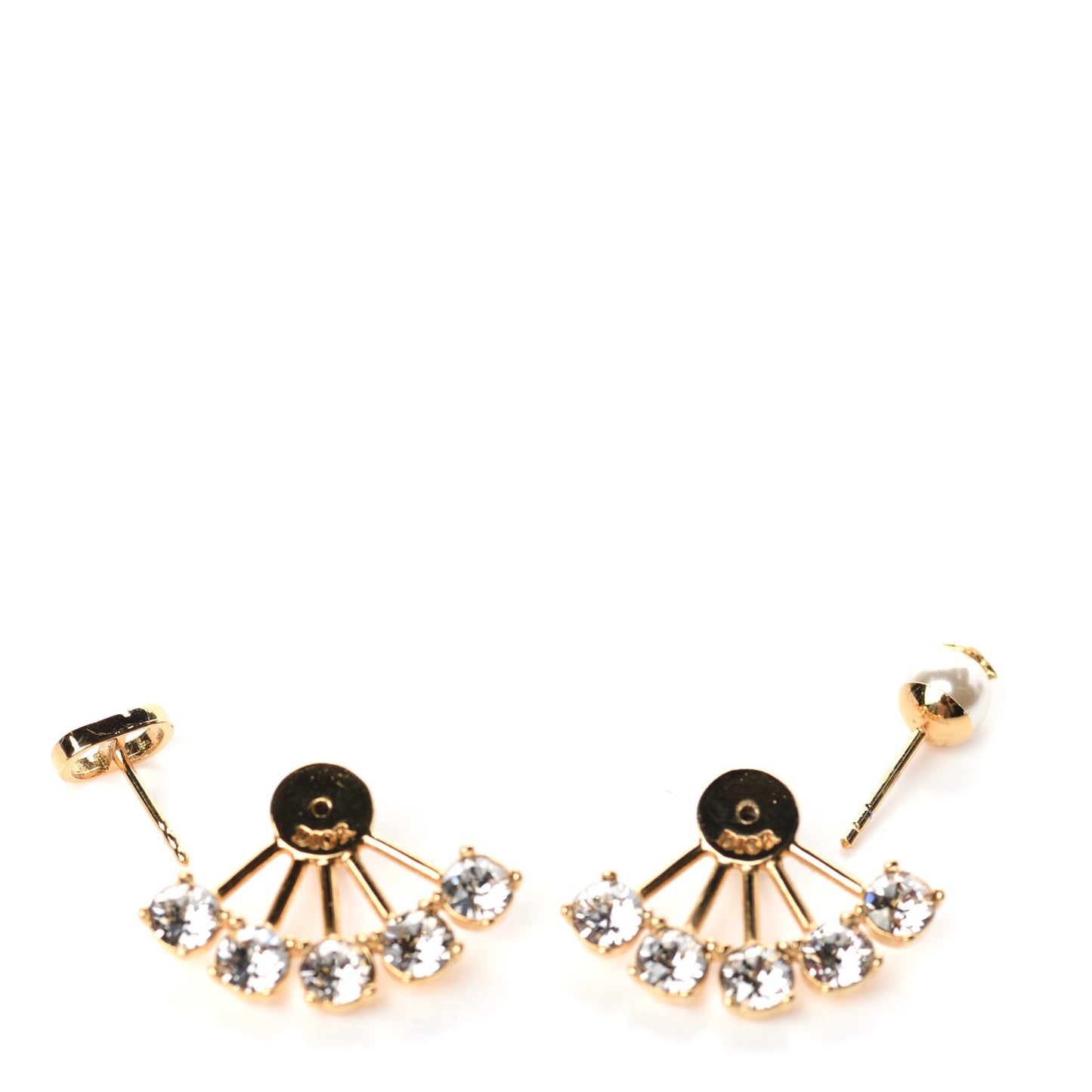 Crystal Pearl Petite CD Earrings Gold