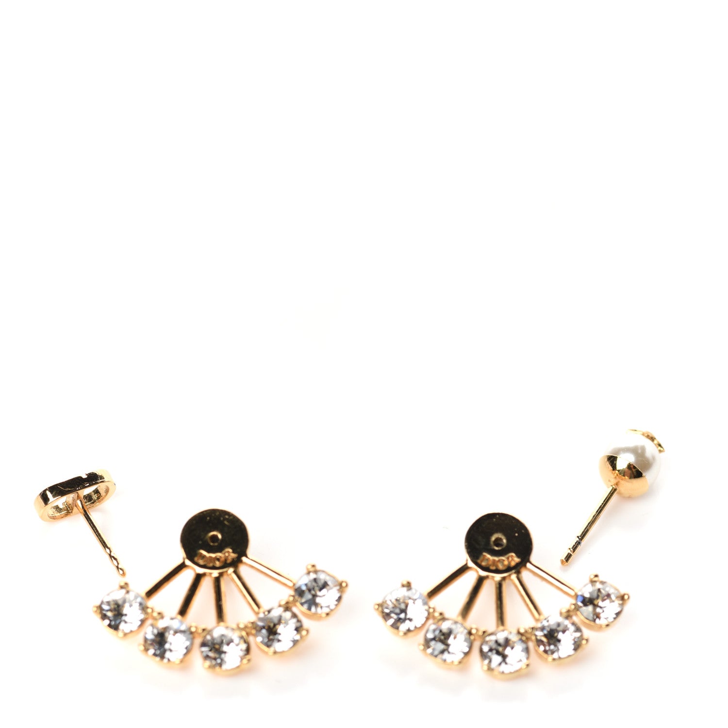 Christian Dior Crystal Pearl Petite CD Earrings Gold 3 of 4