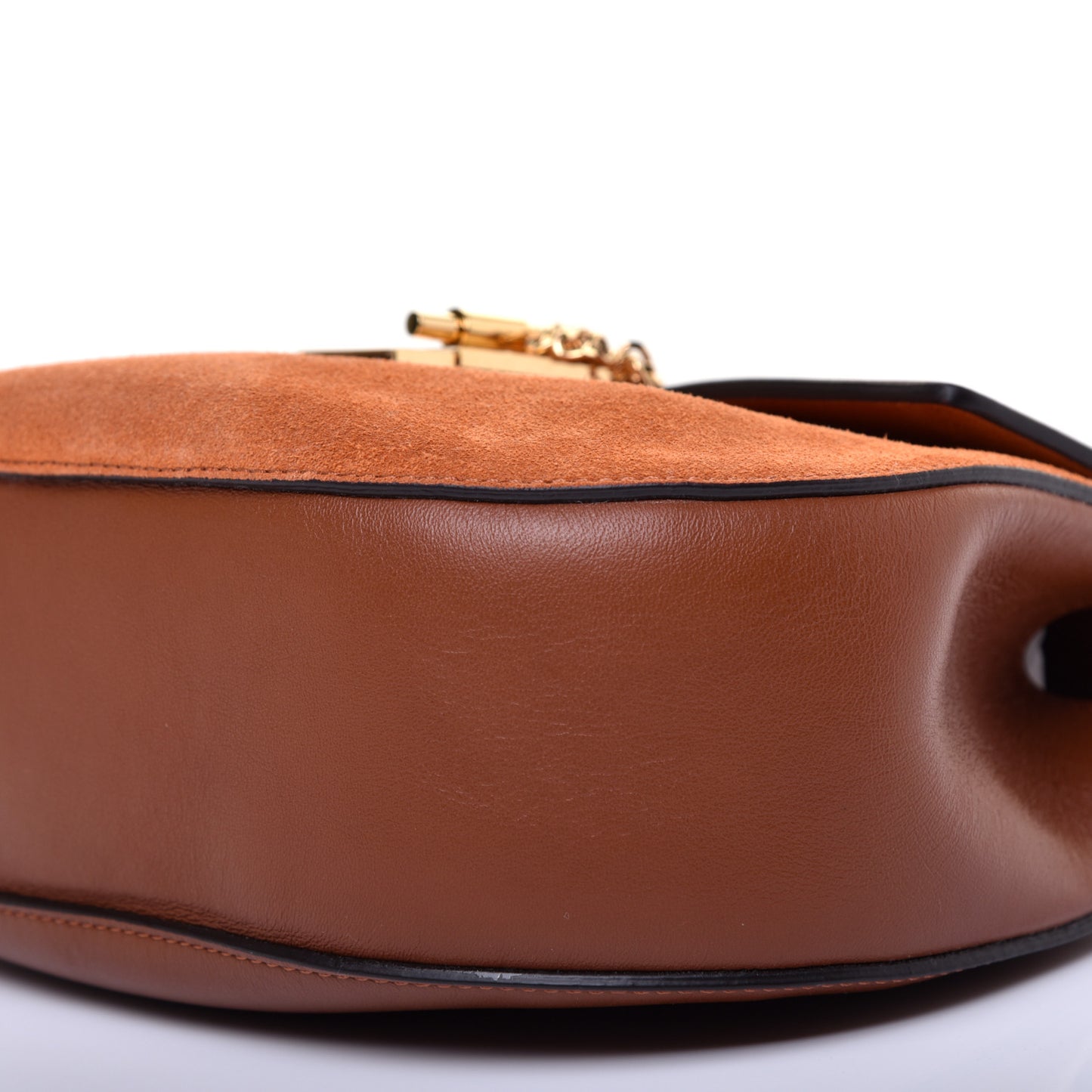 Suede Smooth Calfskin Drew Shoulder Bag Classic Tobacco
