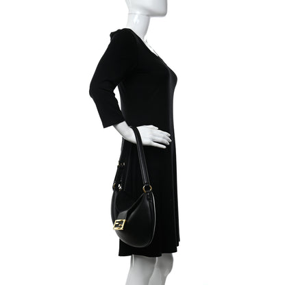 Fendi Vitello Grace Suede Small Croissant Hobo Black 2 of 10
