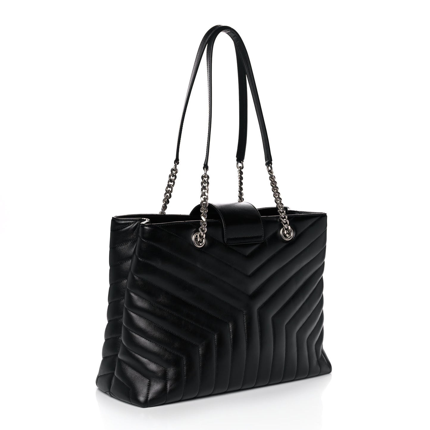 Calfskin Y Quilted Monogram Large Loulou Shopper Black