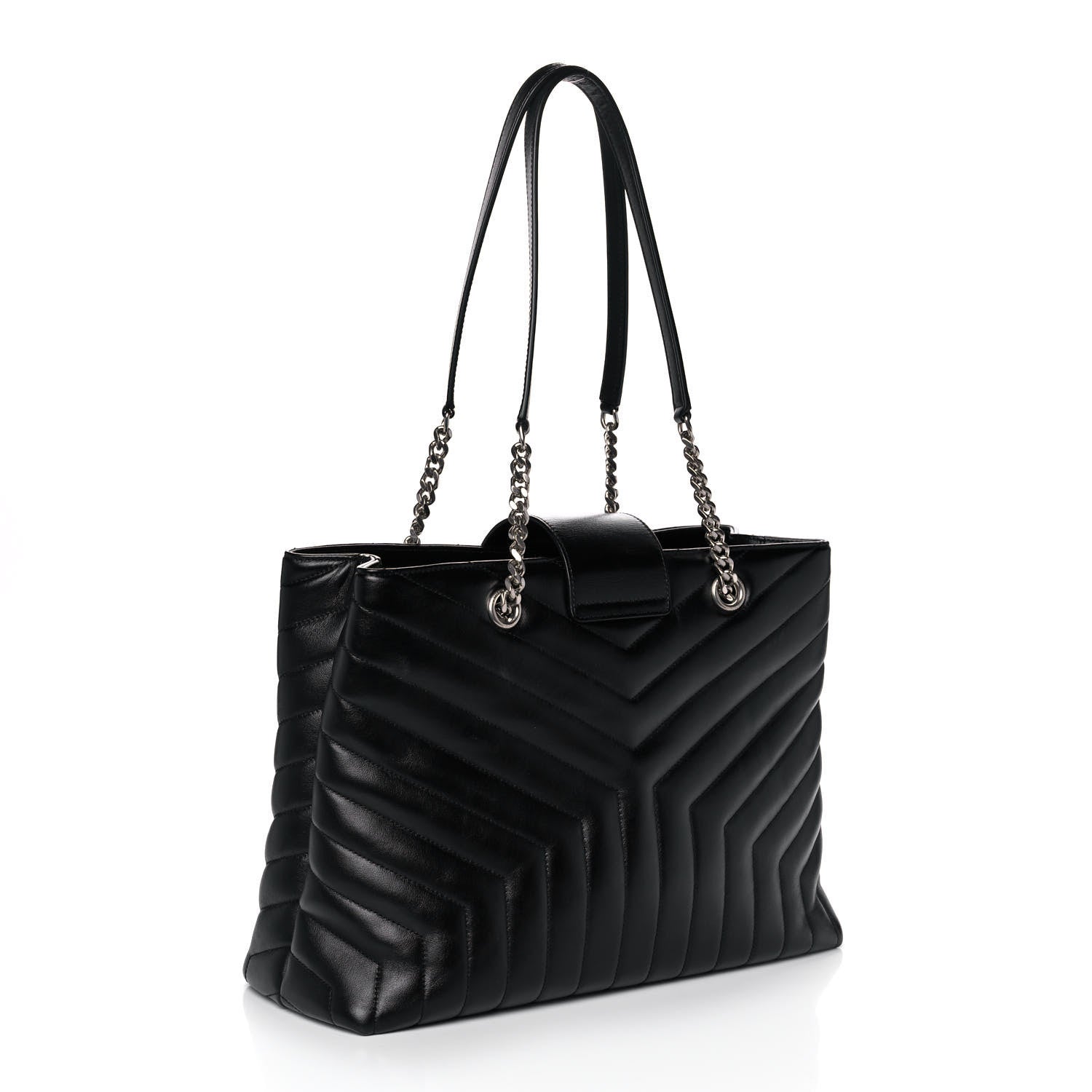 Saint Laurent Calfskin Y Quilted Monogram Large Loulou Shopper Black 3 of 13