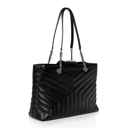 Saint Laurent Calfskin Y Quilted Monogram Large Loulou Shopper Black 3 of 13