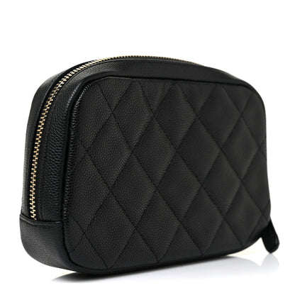 Chanel Caviar Quilted Small Curvy Pouch Cosmetic Case Black 3 of 11