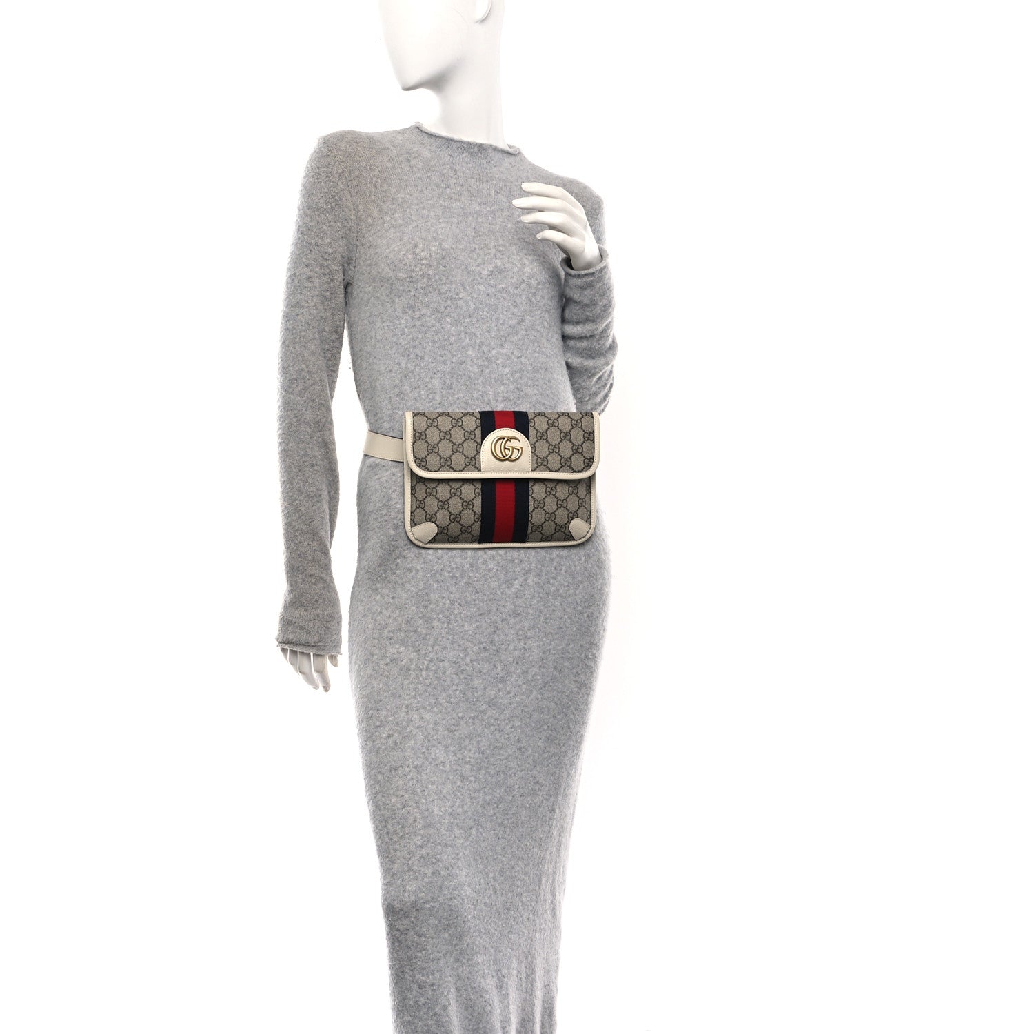 Gucci GG Supreme Monogram Web Small Ophidia Belt Bag 85 34 Beige Ebony White 2 of 9