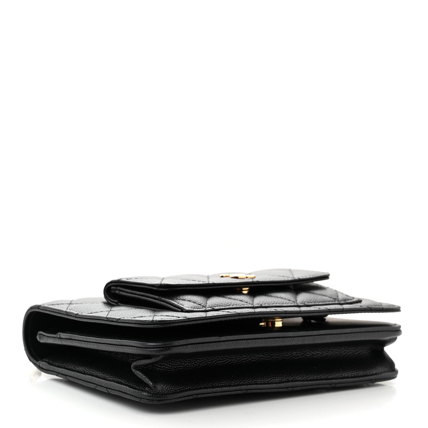 Caviar Quilted Pocket Clutch With Chain WOC Black