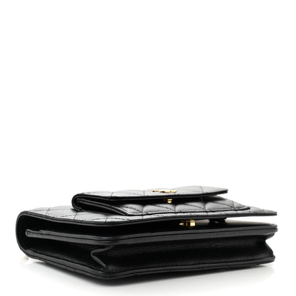 Chanel Caviar Quilted Pocket Clutch With Chain WOC Black 4 of 13