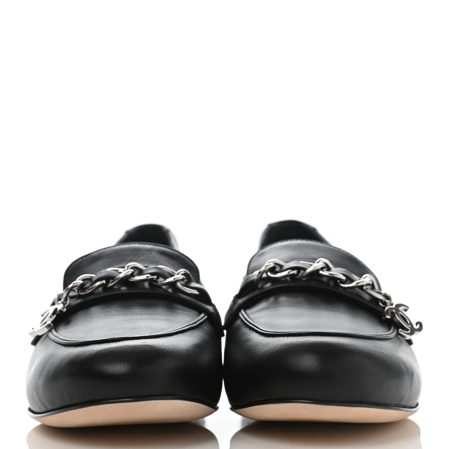 Chanel Lambskin CC Chain Mocassin Loafers 36.5 Black 2 of 10