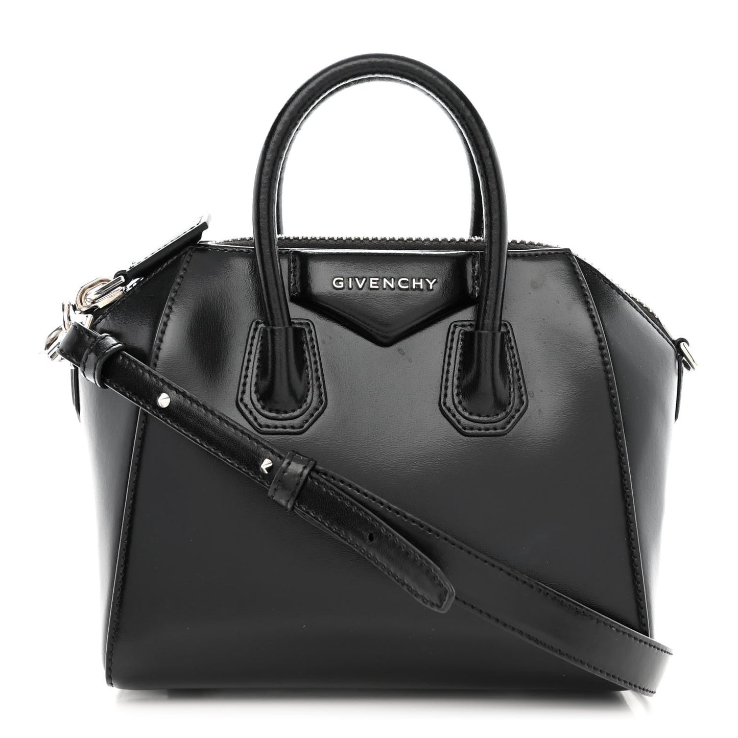 Shiny Lord Calfskin Mini Antigona Black