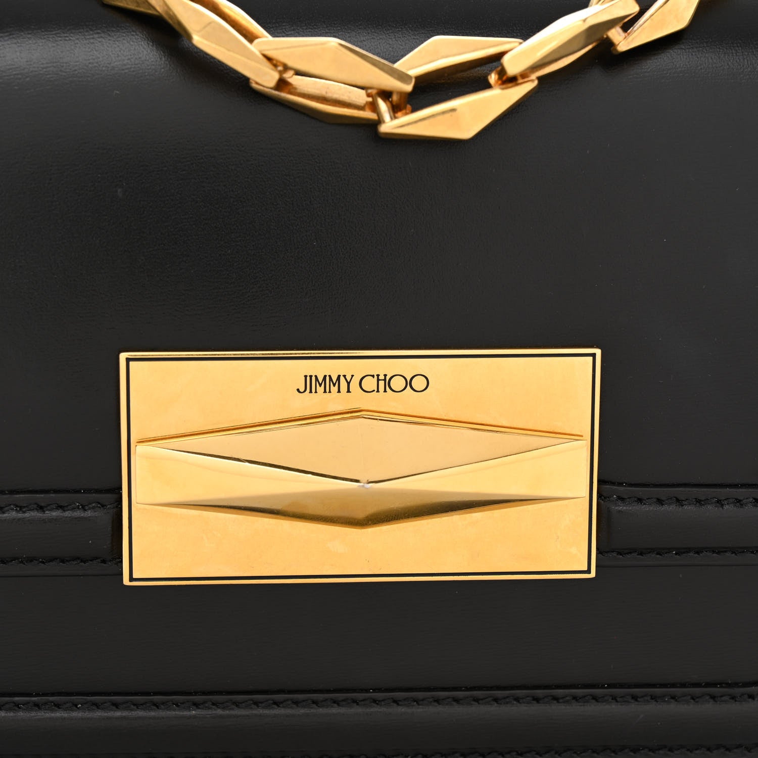 Jimmy Choo Box Calfskin Diamond Crossbody Bag Black 4 of 9
