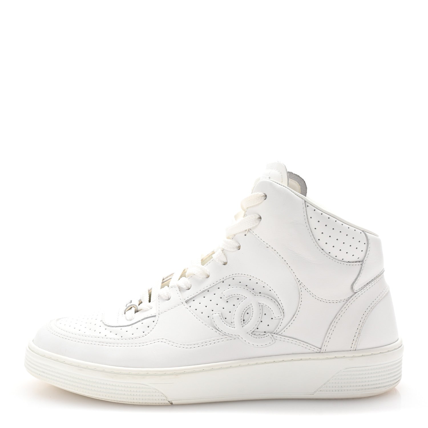 Chanel Calfskin CC High Top Sneaker 40 White 2 of 18