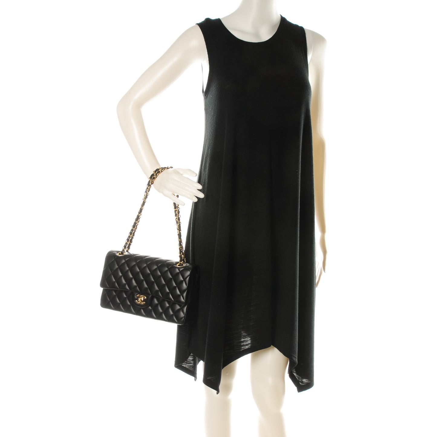 Lambskin Quilted Medium Double Flap Black