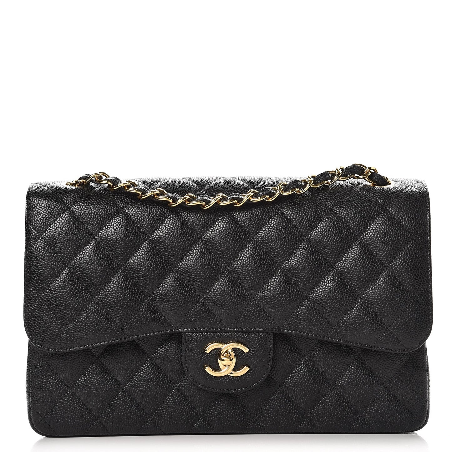 Caviar Quilted Jumbo Double Flap Black