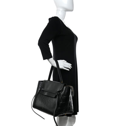 Celine Calfskin Crocodile Embossed Small Belt Bag Black 2 of 9