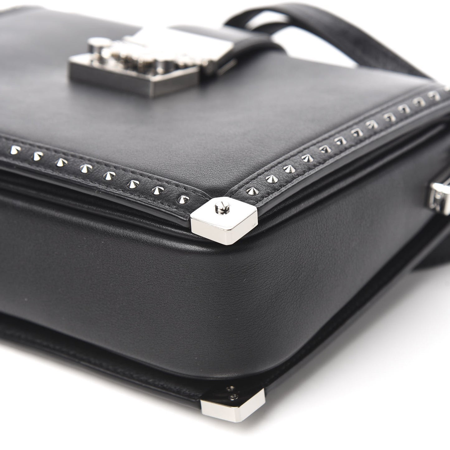 Calfskin Studded Outline Shoulder Bag Black