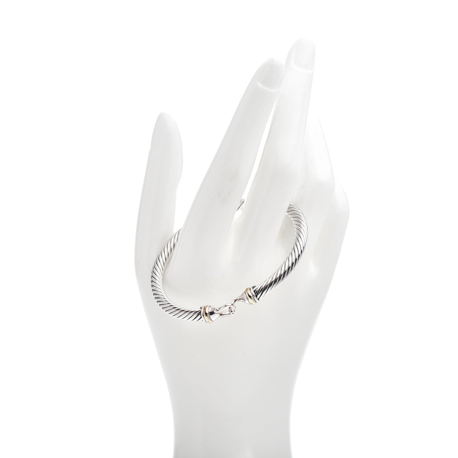 David Yurman Sterling Silver 18K Yellow Gold 5mm Cable Classic Buckle Bracelet 2 of 4
