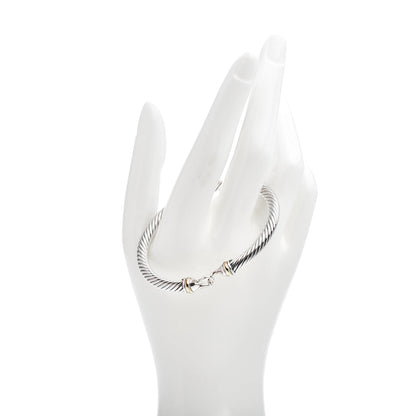 David Yurman Sterling Silver 18K Yellow Gold 5mm Cable Classic Buckle Bracelet 2 of 4