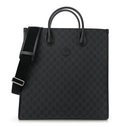 Gucci GG Supreme Monogram Azalea Calfskin Medium Retro Interlocking G Vertical Tote Bag Black 1 of 12