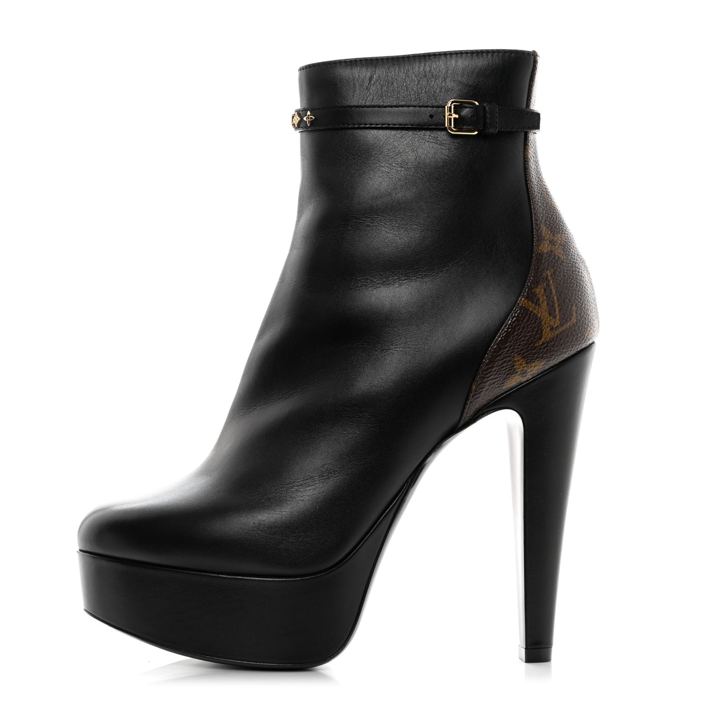 Calfskin Monogram Afterglow Platform Ankle Boots 39 Black