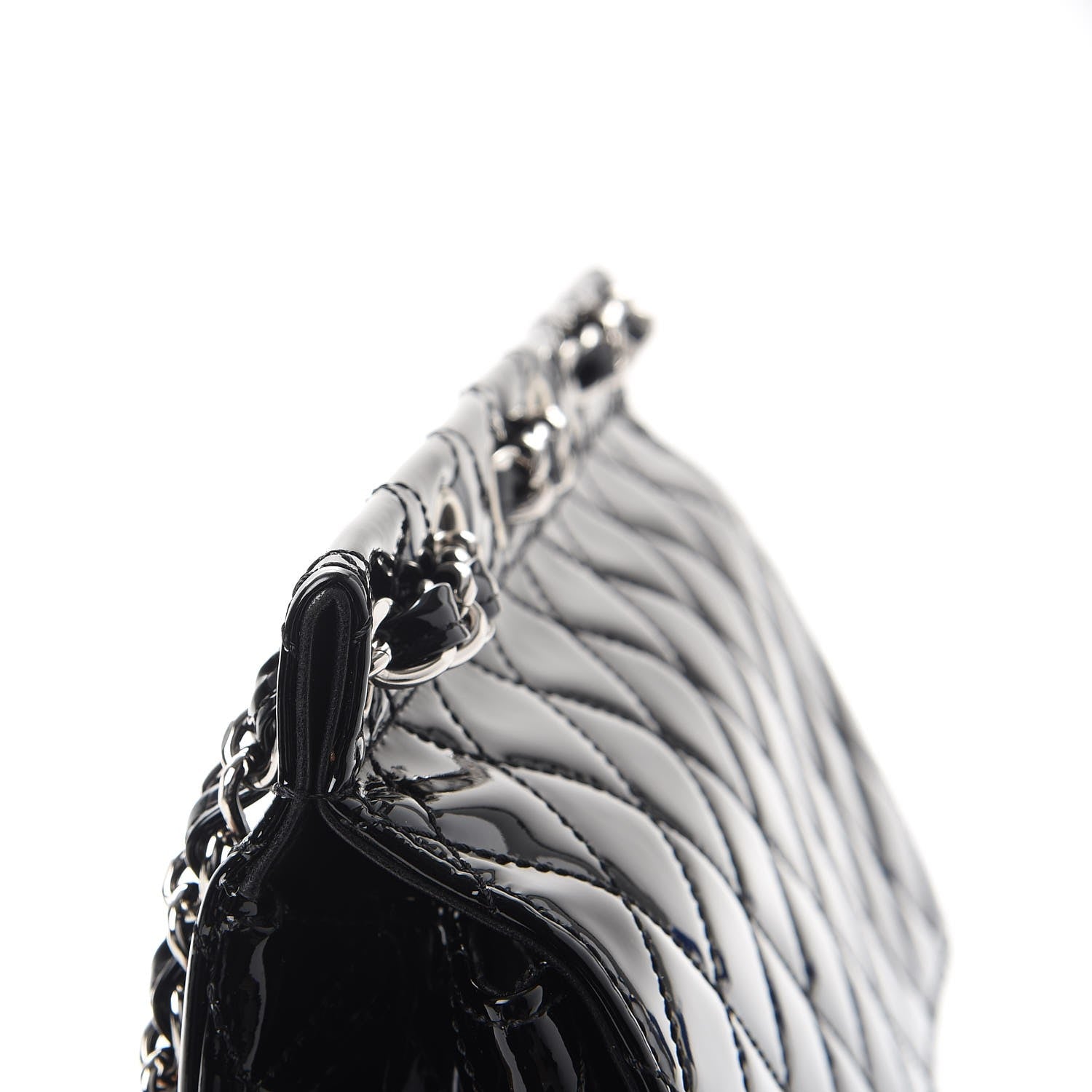 Chanel Patent Quilted Jumbo Diagonal CC Flap Black 12 of 12