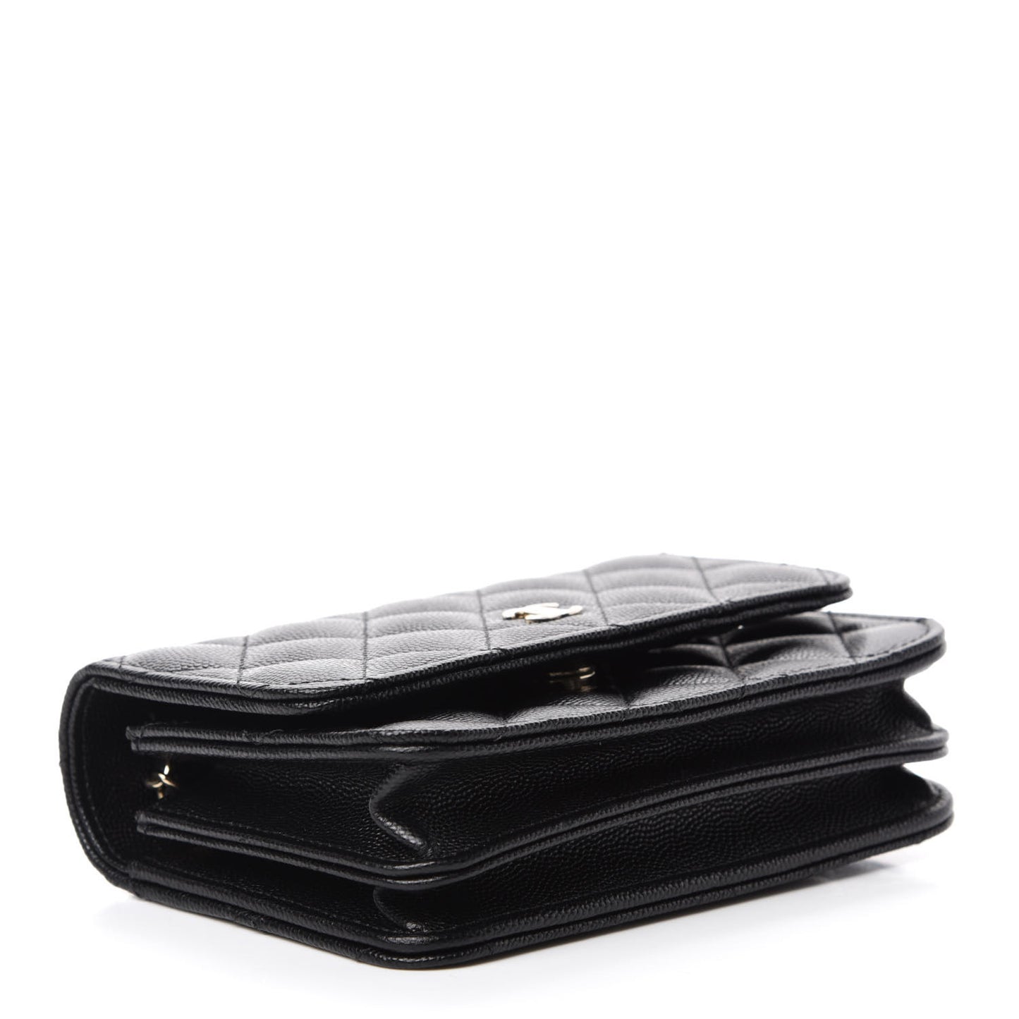 Caviar Quilted Mini Wallet On Chain WOC Black