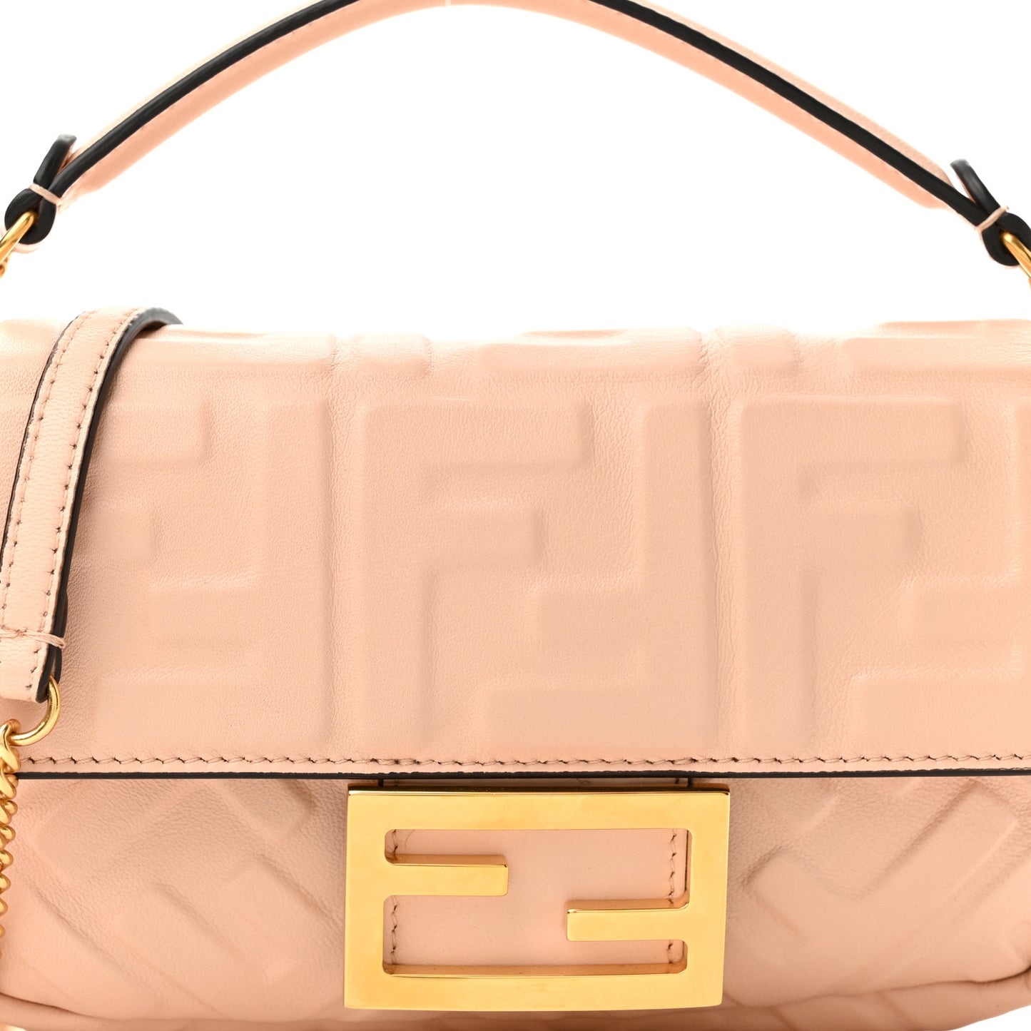 Nappa FF 1974 Embossed Mini Baguette Light Rose