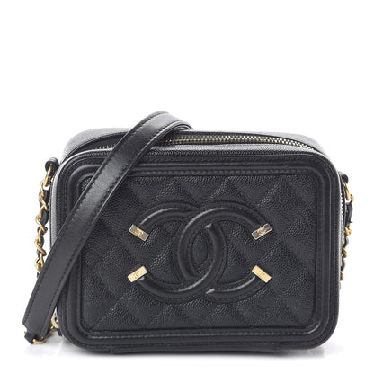 Chanel Caviar Quilted CC Filigree Vanity Clutch With Chain Black 1 of 11