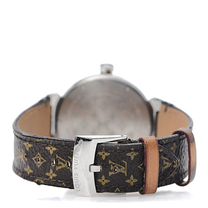 Louis Vuitton Stainless Steel Monogram 39mm Tambour Quartz Watch Brown 4 of 8
