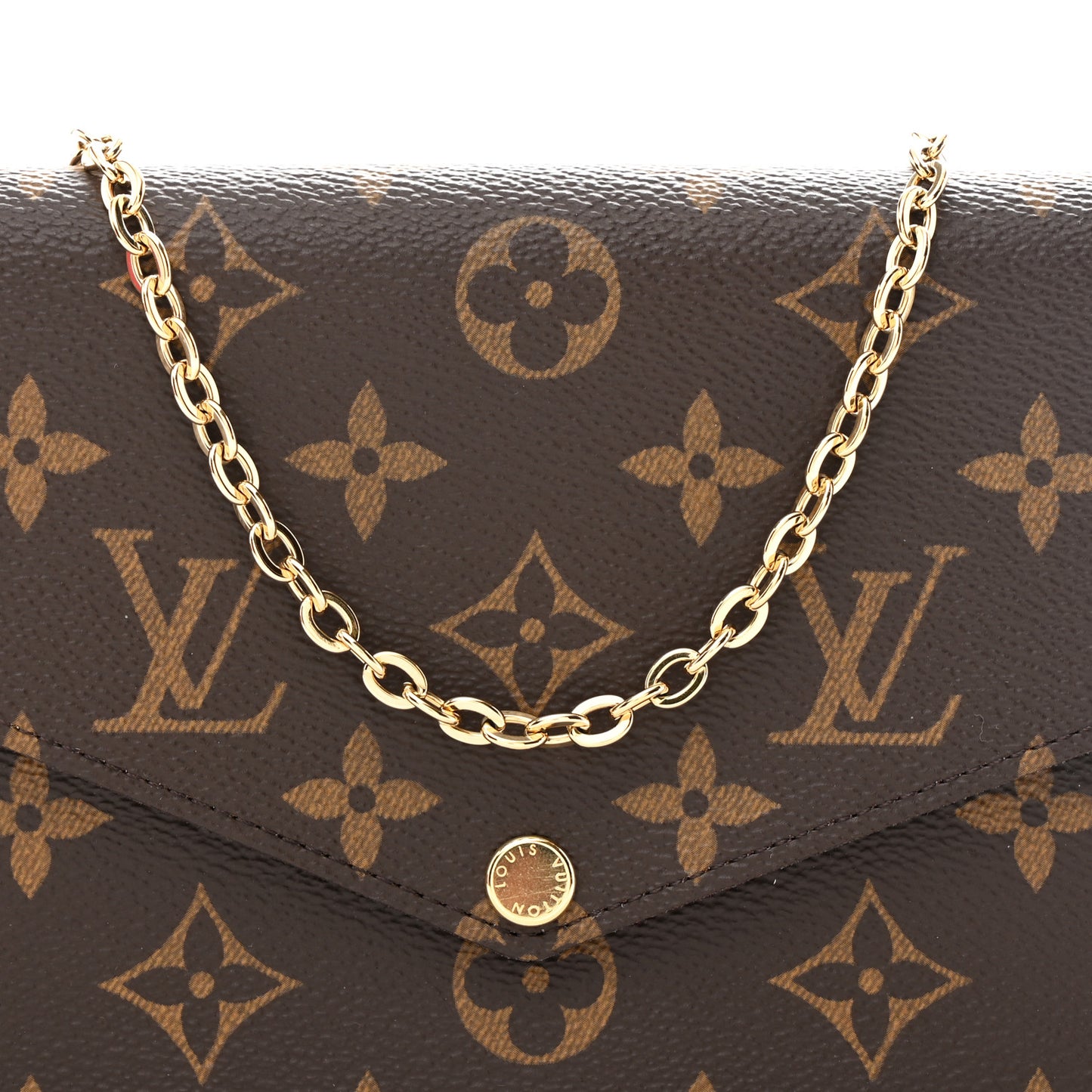 Monogram Pochette Felicie Chain Wallet Fuchsia