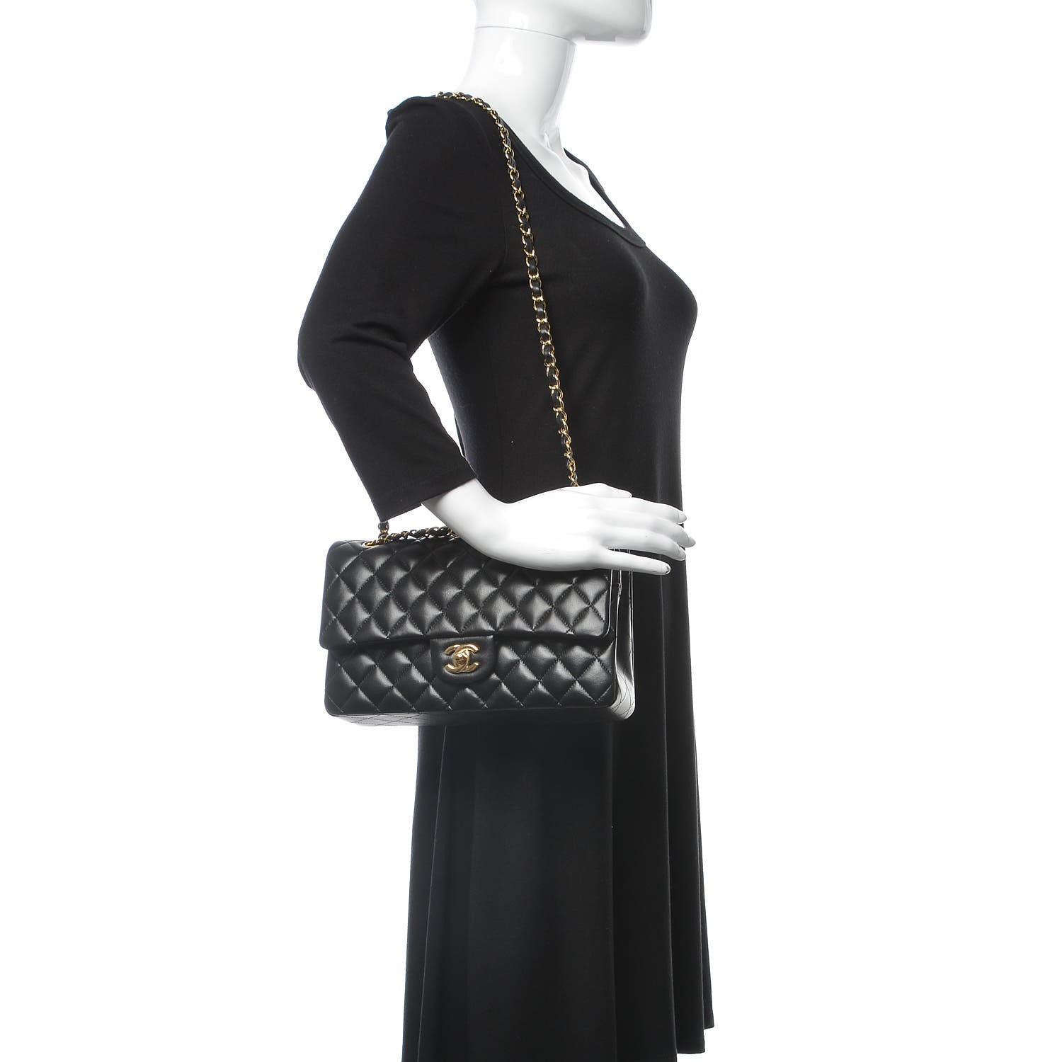 Chanel Lambskin Quilted Medium Double Flap Black 2 of 9