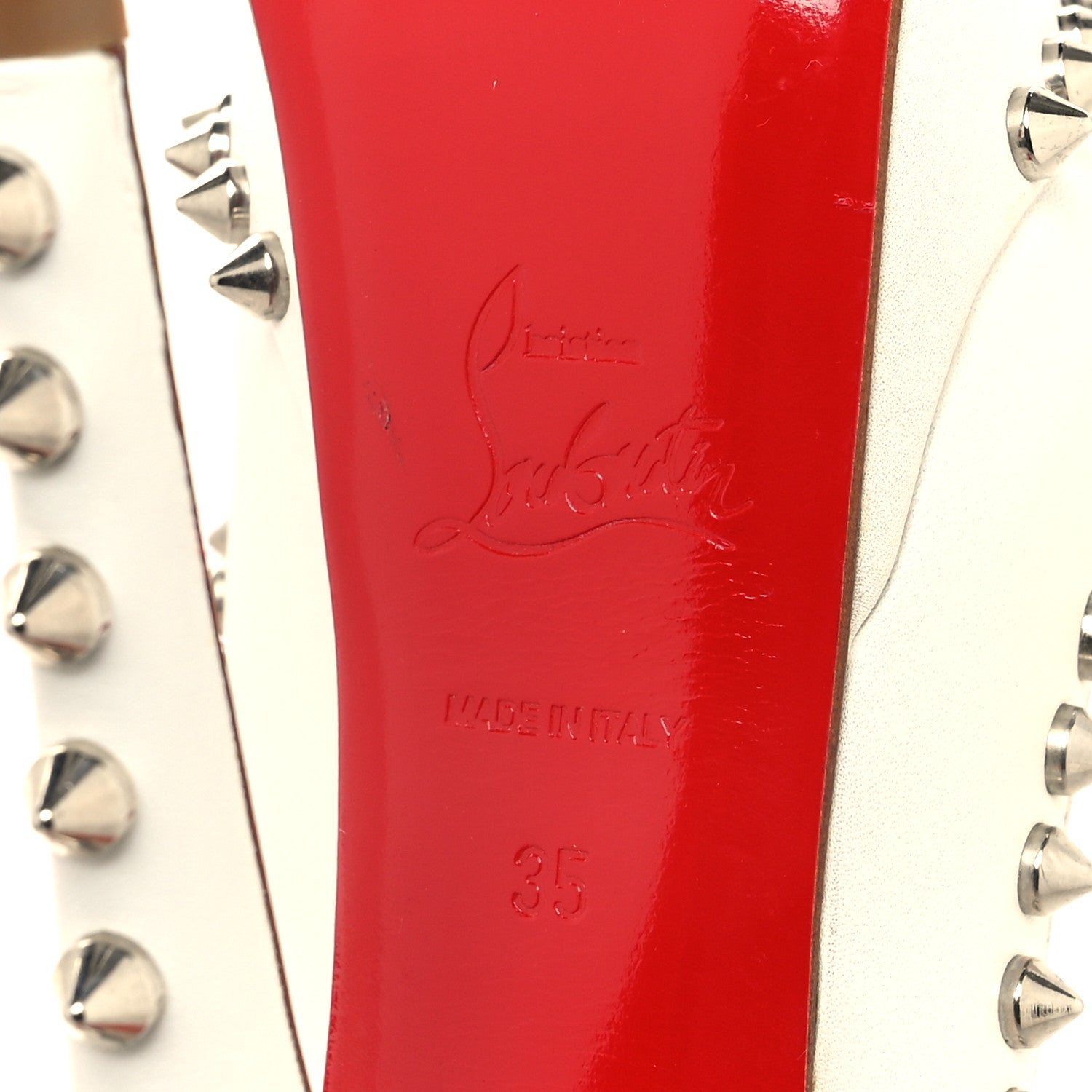 Christian Louboutin Calfskin Lady Clou Spikes VIP 150 Pumps 35 White 6 of 9