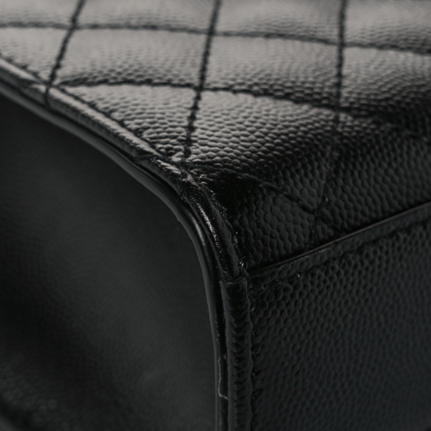 Grain De Poudre Textured Mixed Matelasse Triquilt Medium Monogram Satchel Black