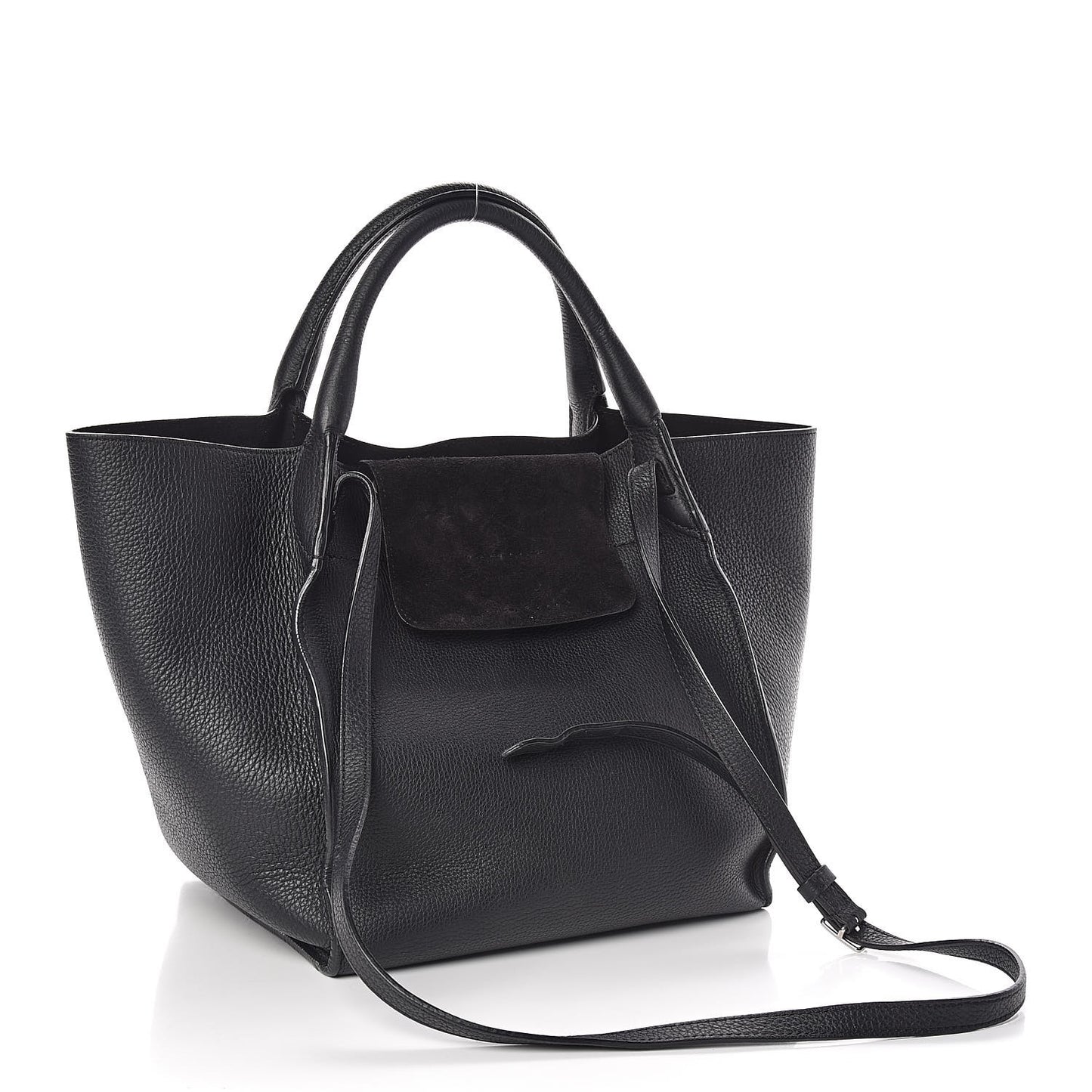 Supple Grained Calfskin Small Big Bag Black