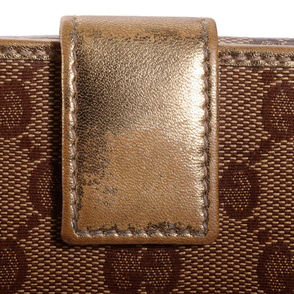 Gucci Crystal Monogram Metal Bar French Flap Wallet Metallic Gold 9 of 9