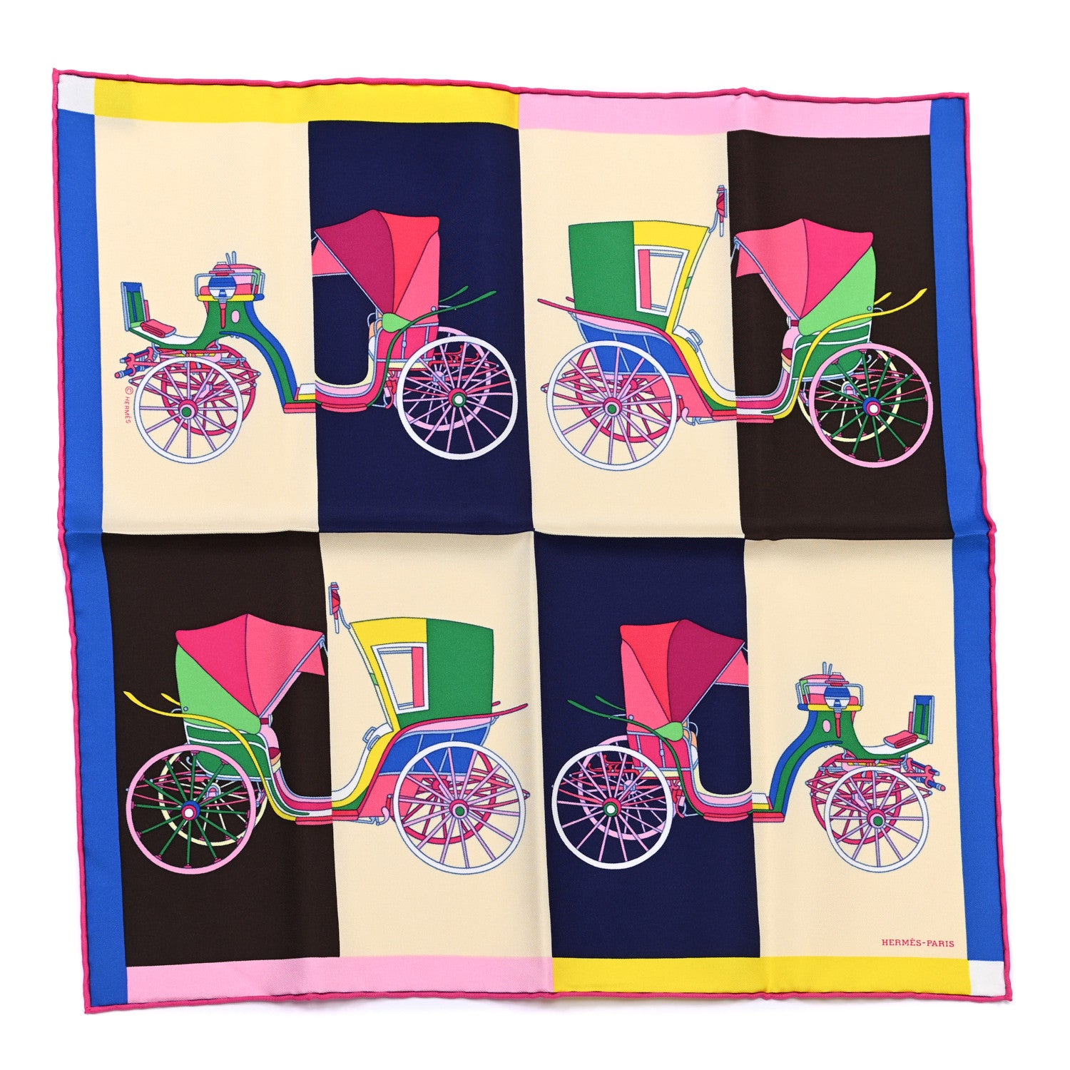 Hermes Silk Voitures Exquises Pocket Square Scarf 1 of 8
