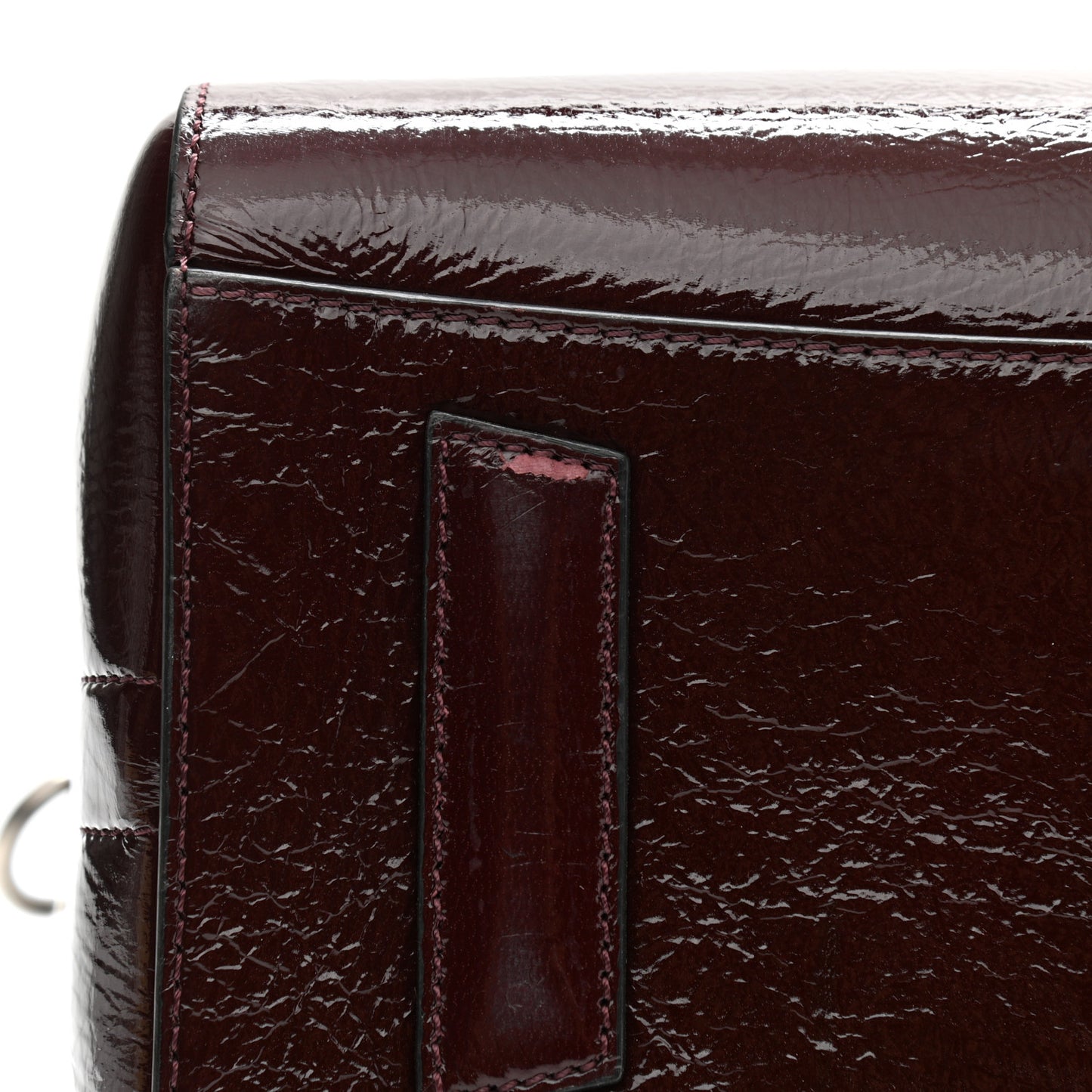 Crinkled Patent Deerskin Small Antigona Aubergine