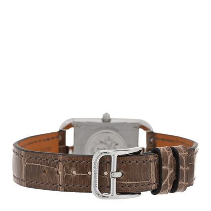 Hermes Stainless Steel Alligator Diamond Bezel Mother of Pearl 23mm Cape Cod Quartz Watch Gris Elephant 3 of 5