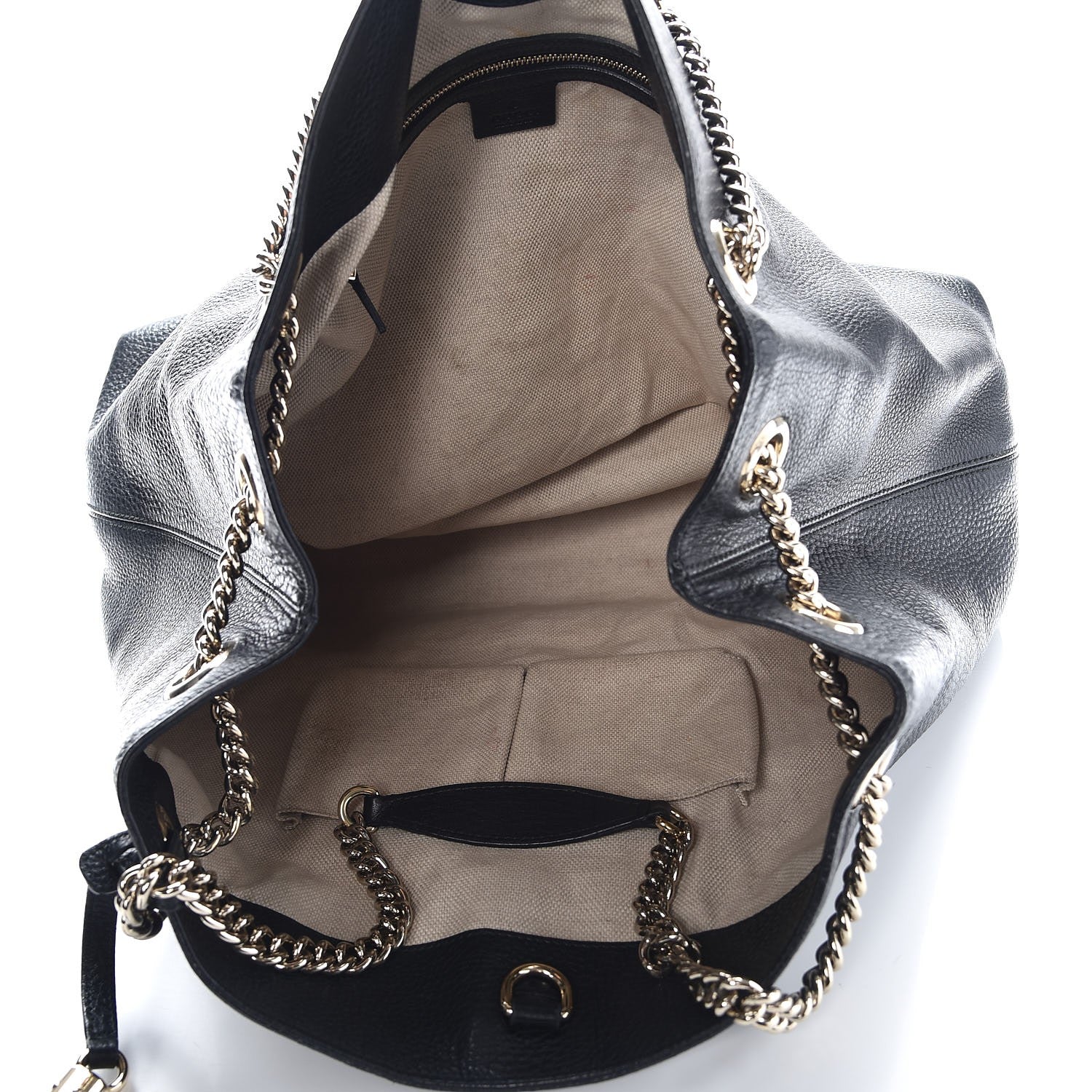 Gucci Pebbled Calfskin Large Soho Chain Shoulder Bag Black 5 of 18