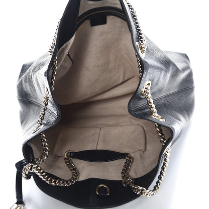 Gucci Pebbled Calfskin Large Soho Chain Shoulder Bag Black 5 of 18
