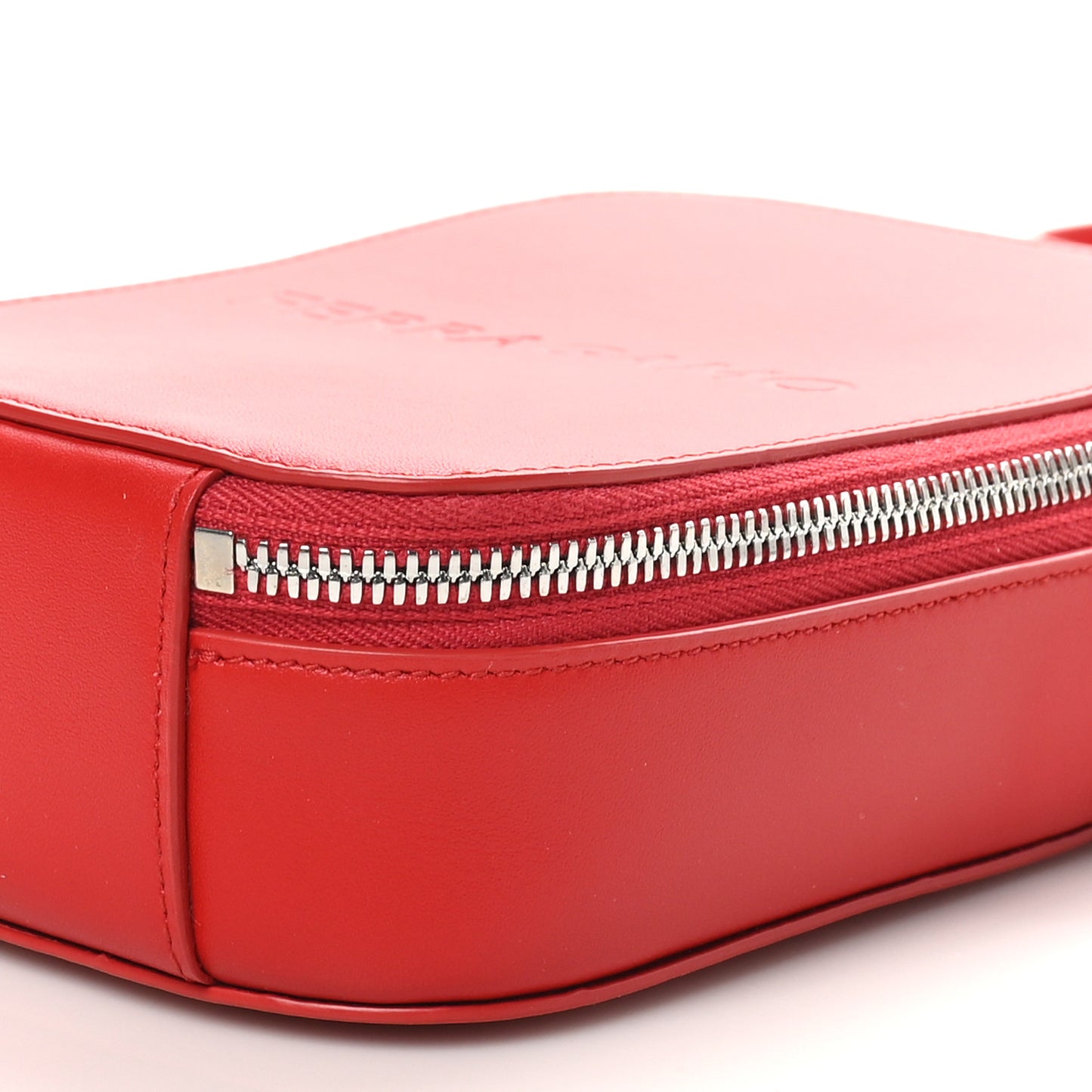 Calfskin Logo Embossed Crossbody Bag Flame Red