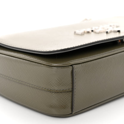 Prada Saffiano Vernice Flap Chain Crossbody Bag Marmo 8 of 10