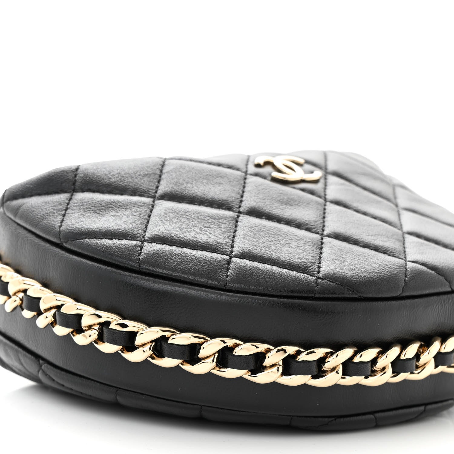 Chanel Lambskin Quilted Chain Around Pouch Black 9 of 10