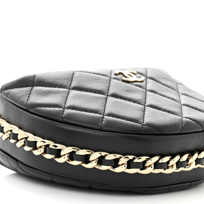 Chanel Lambskin Quilted Chain Around Pouch Black 9 of 10
