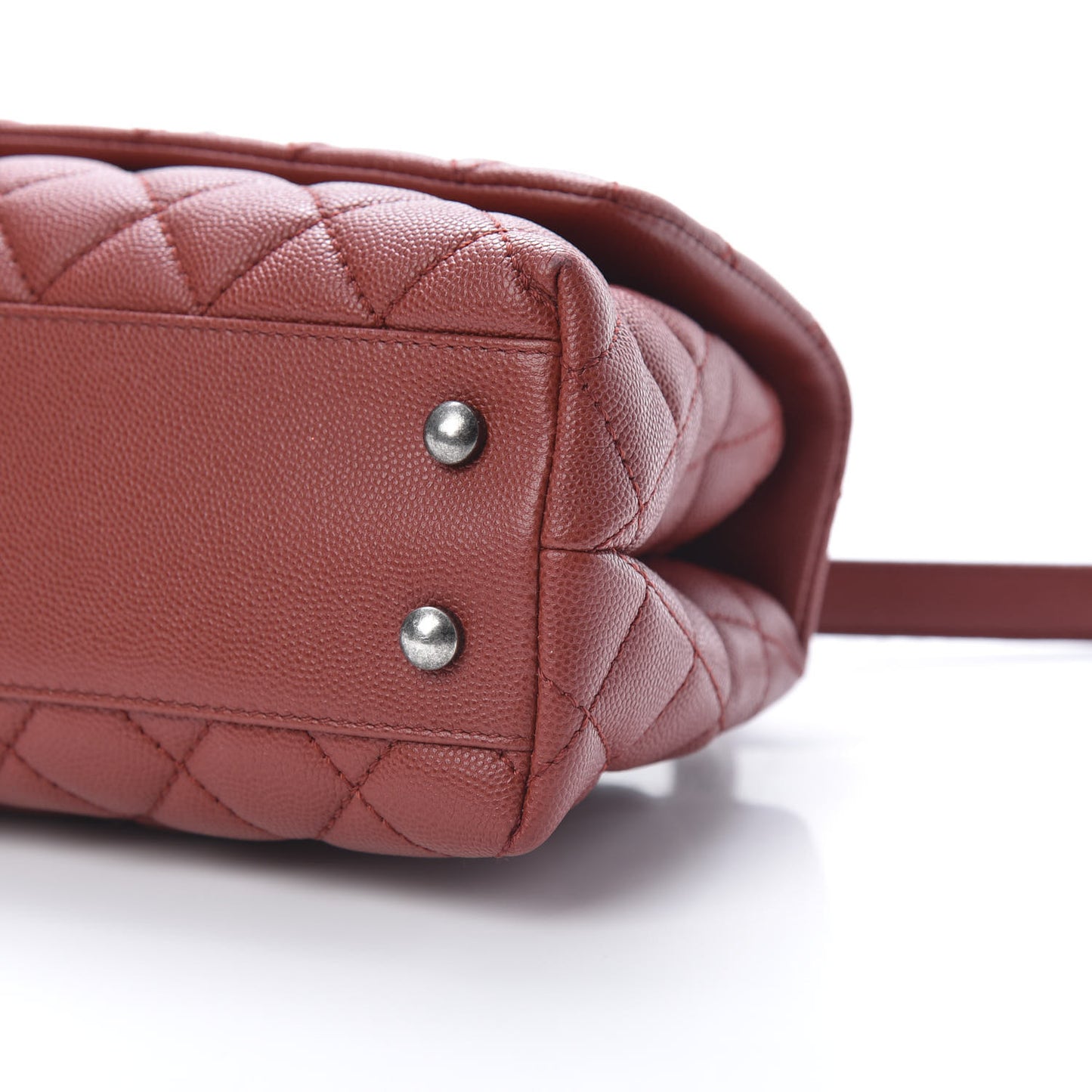 Caviar Quilted Mini Coco Handle Flap Dark Red