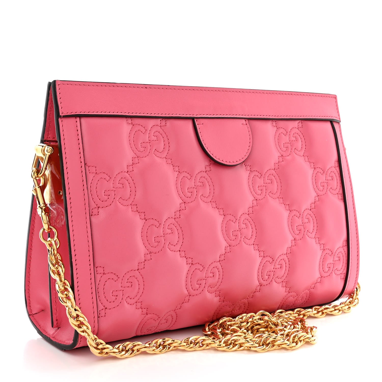Gucci Calfskin GG Matelasse Small Slim Chain Shoulder Bag Rhodamine Pink Natural 3 of 10