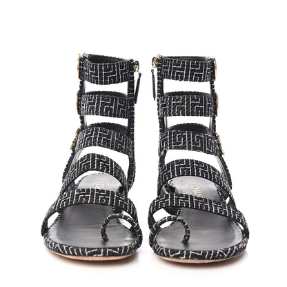 Chanel Tweed Medallion Gladiator Sandals 38.5 Black 2 of 11