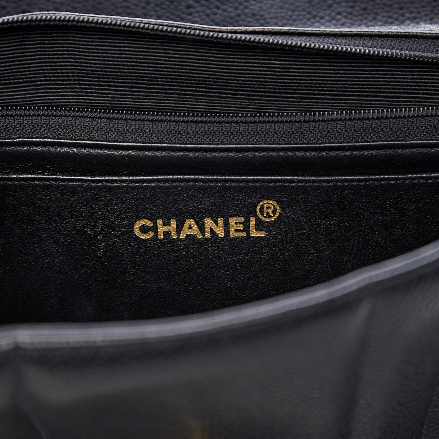 Caviar Vertical Quilted Jumbo Single Flap Black